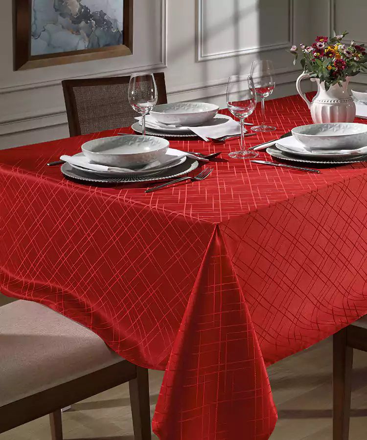 Toalha de Mesa Festa Natal Retangular 8 Lugares Requinte II Dohler Vermelho - Meg & Lili Enxovais Toalha de Mesa Festa Natal Retangular 8 Lugares Requinte II Dohler Vermelho - Meg & Lili Enxovais