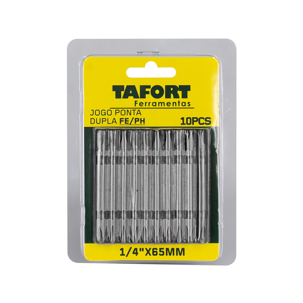 ぶた Jogo de Ponta Dupla Fenda/Philips 1/4''x65mm (10 peças) - TAFORT
