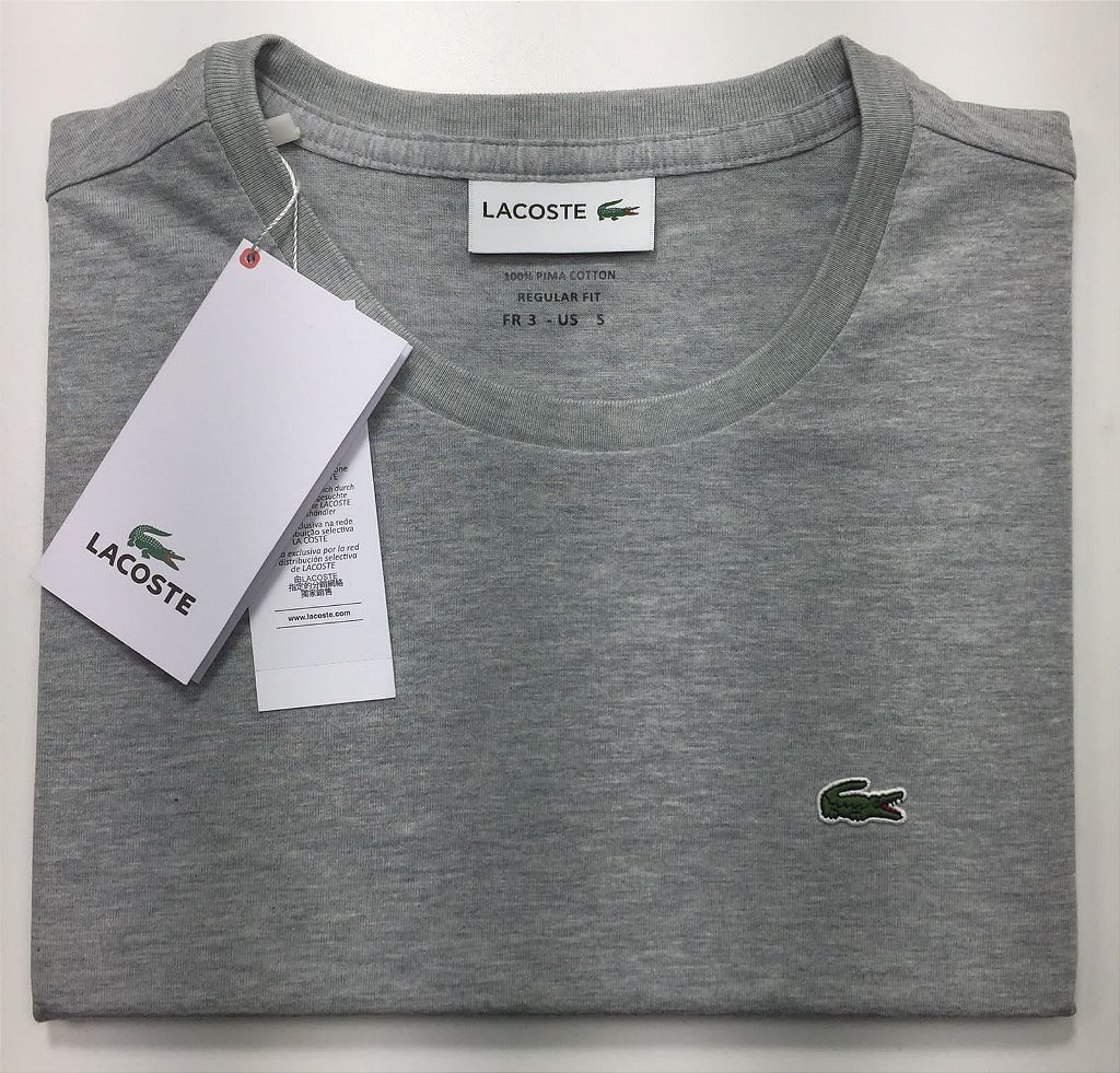 Camiseta Lacoste 100% Original em Jérsei de Algodão Pima Cinza - Perimports