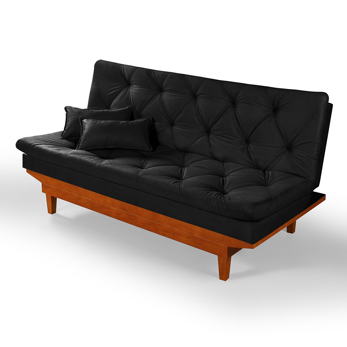 Sofá Cama Preto Casal 3 Lugares