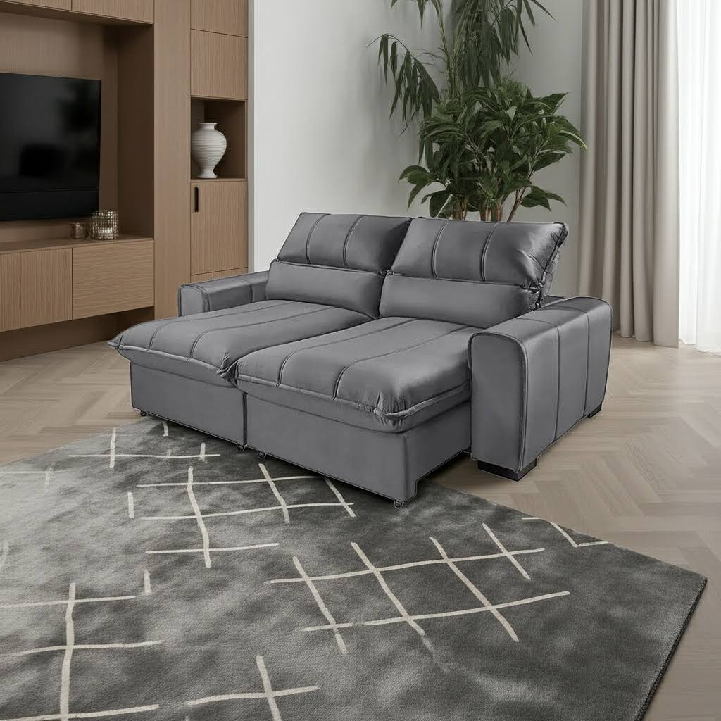 Sofá Dubai retrátil/reclinável molas ensacadas cinza - Zargo