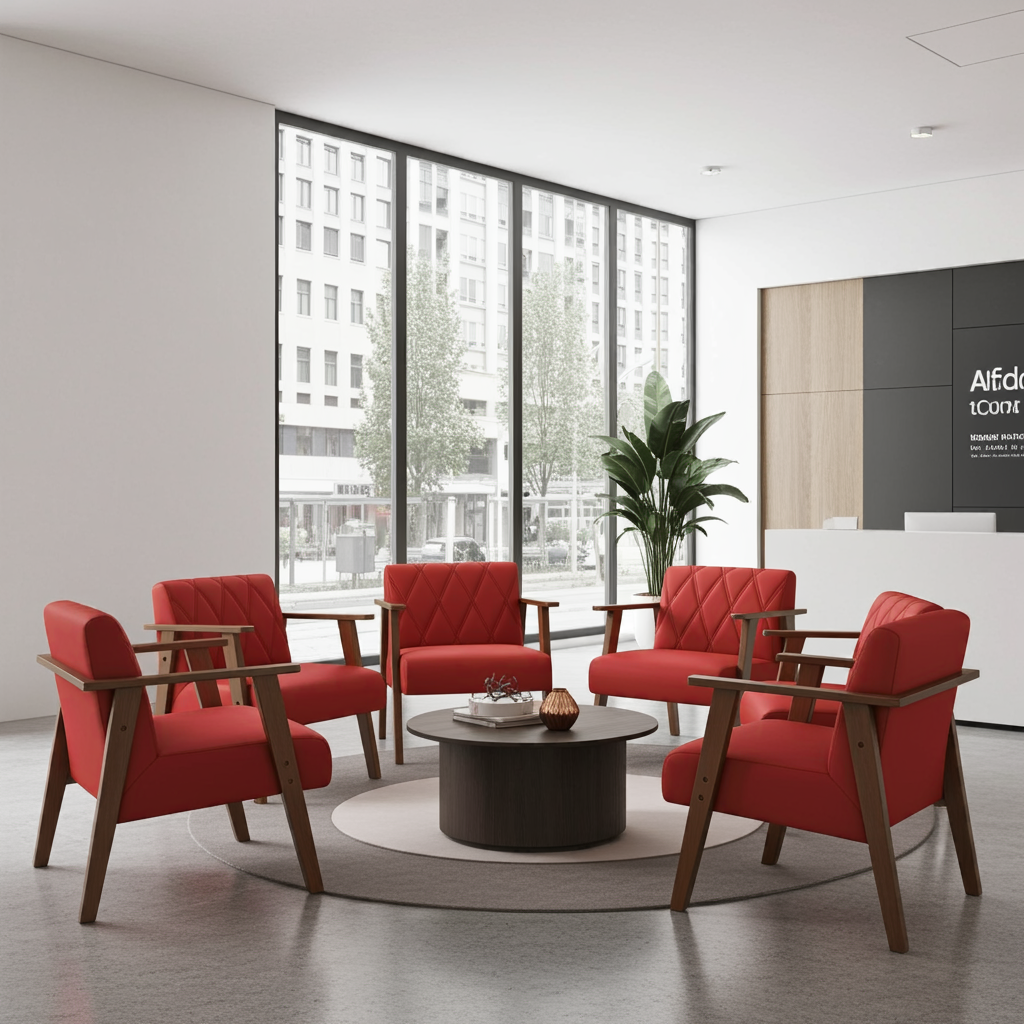 Poltrona decorativa Madri para sala courino vermelha - Zargo