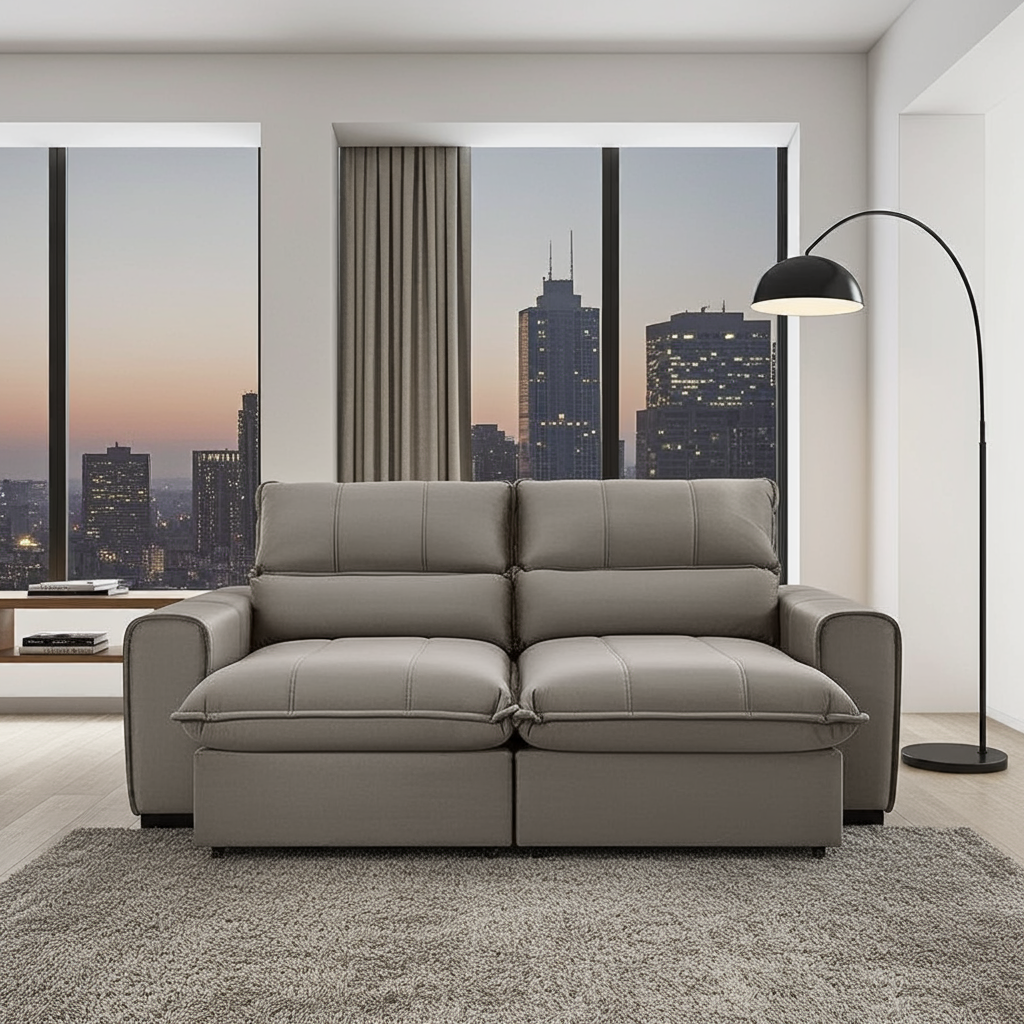 Sofá Dubai retrátil/reclinável molas ensacadas bege - Zargo
