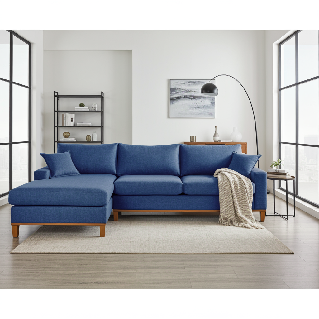 Sofá Califórnia 4 Lugares Living Chaise Esquerdo Azul - Zargo