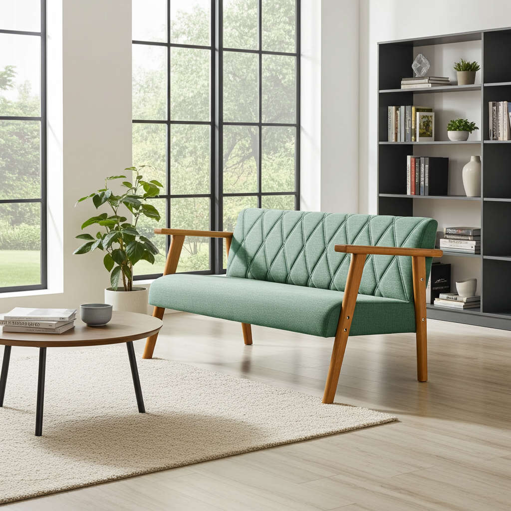 Sofá 2 lugares Madri sala/recepção em linho verde - Zargo