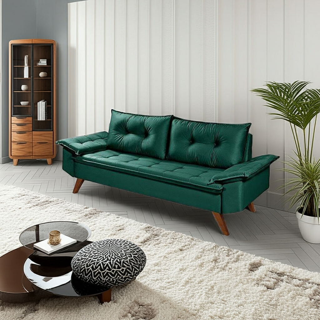 Sofá Verde em 12 Vezes Sem Juros ou 9% de Desconto Avista - Zargo