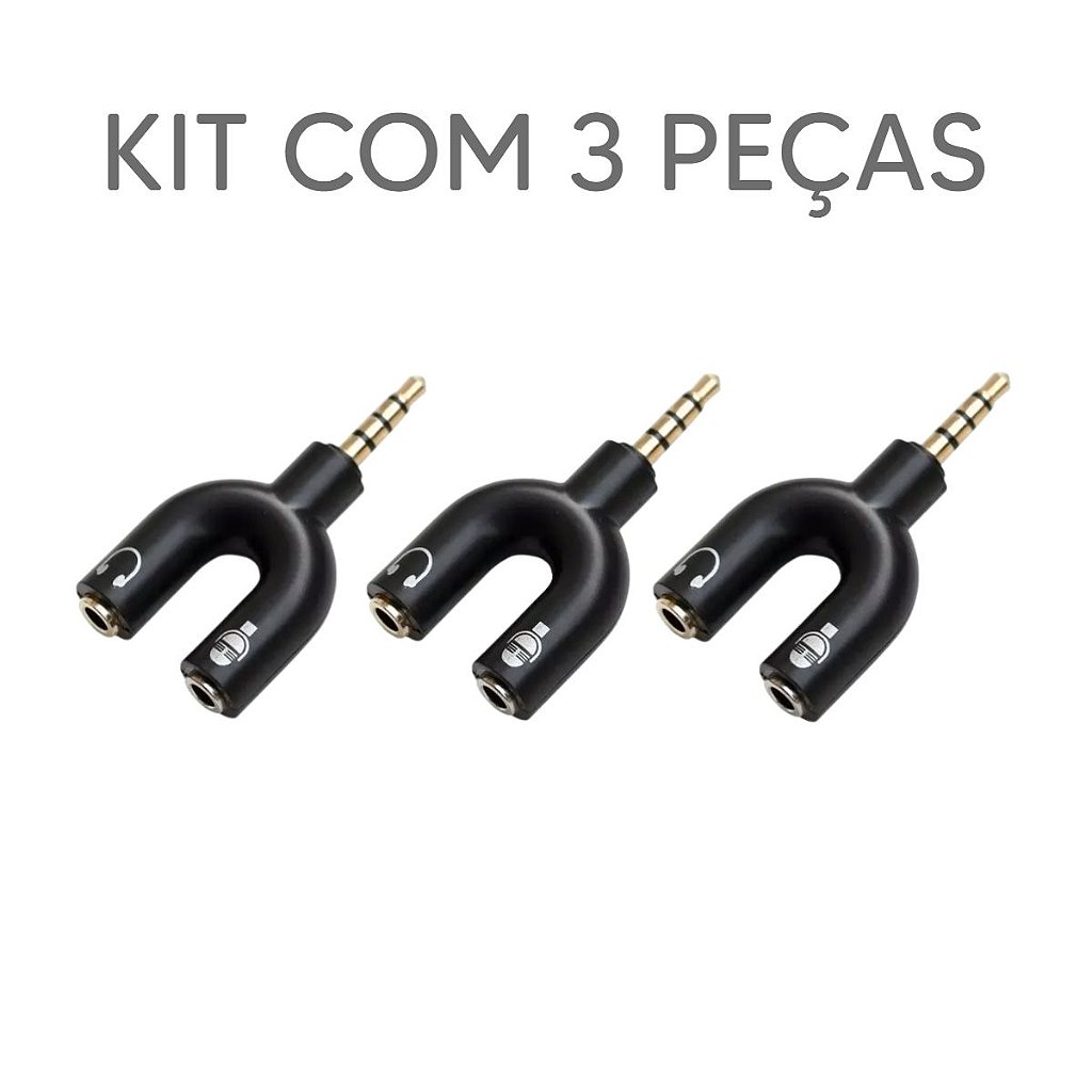 Kit Com 3 Adaptador Em Y P2 P3 Splitter Para Fone Microfone - A loja online  que se identifica com você!