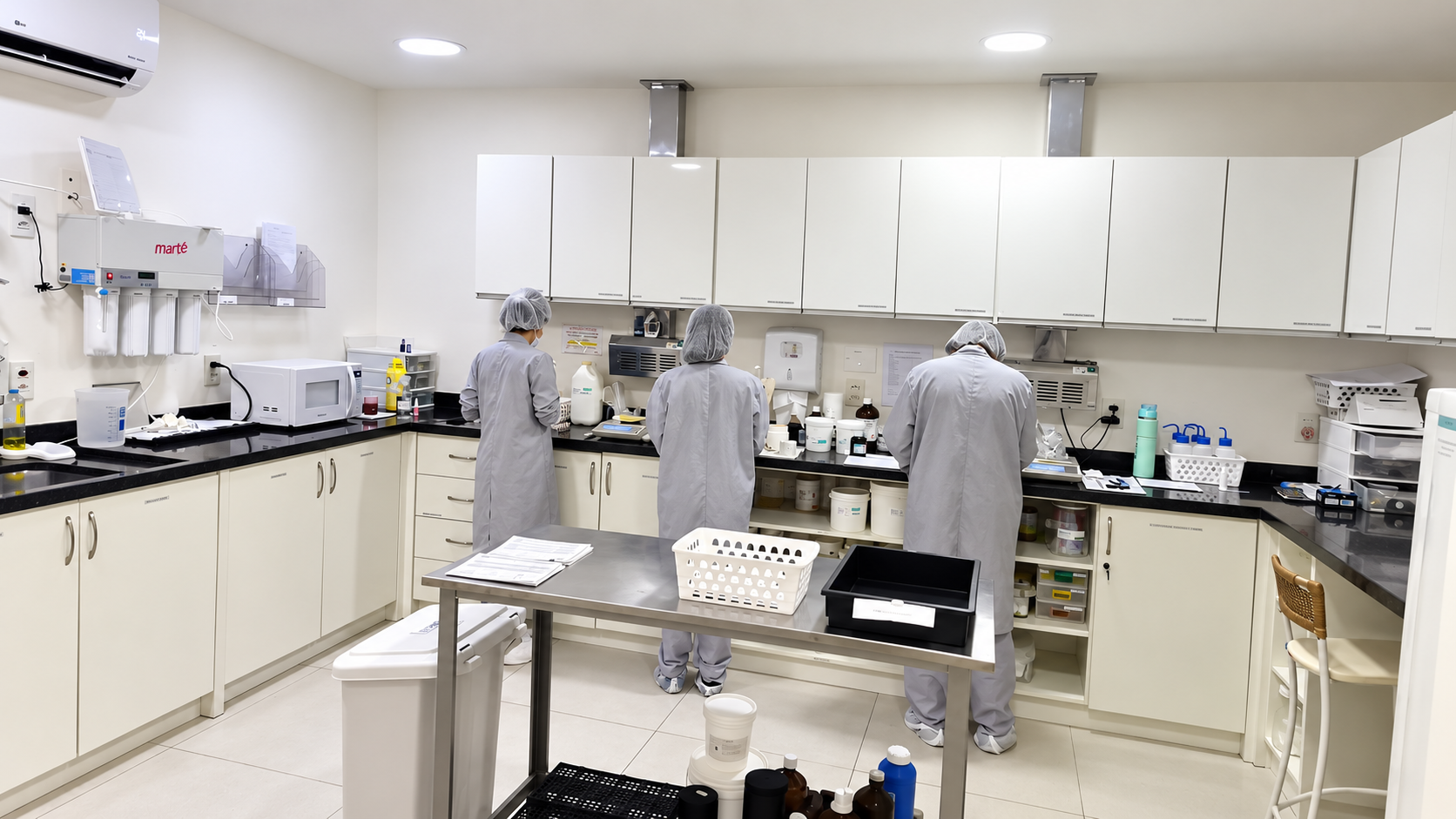 Área interna do principal laboratório da Beleza Saúde Farmácia de Manipulação na unidade Jabaquara.