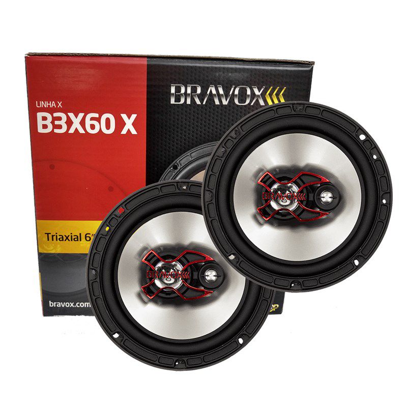 バトックスブラ×3 Par de Alto-Falante Triaxial 6 Pol B3X60 X 100W RMS BRAVOX