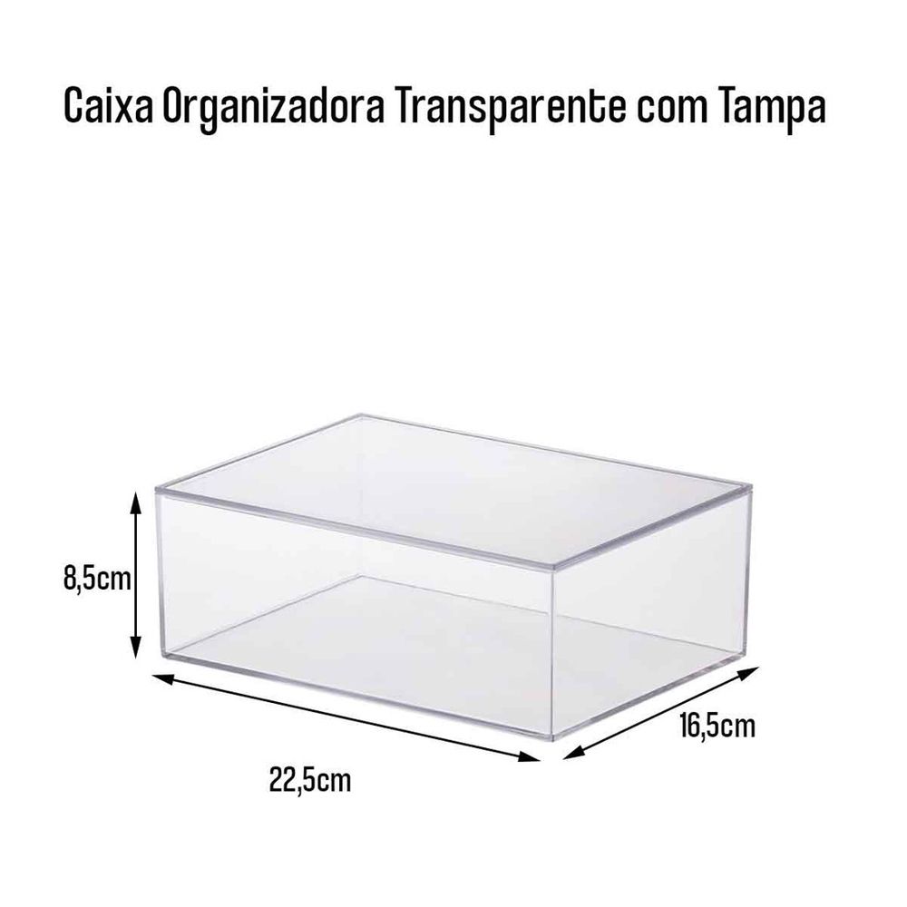 Kit caixas organizadoras c/divisória e tampa-22,5x16,5x8,5cm