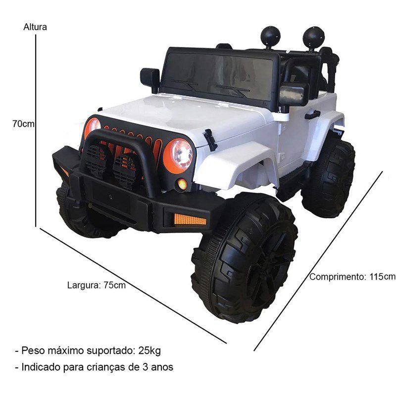 Mini Jipe Elétrico Infantil Criança 12V com Controle Remoto Luz