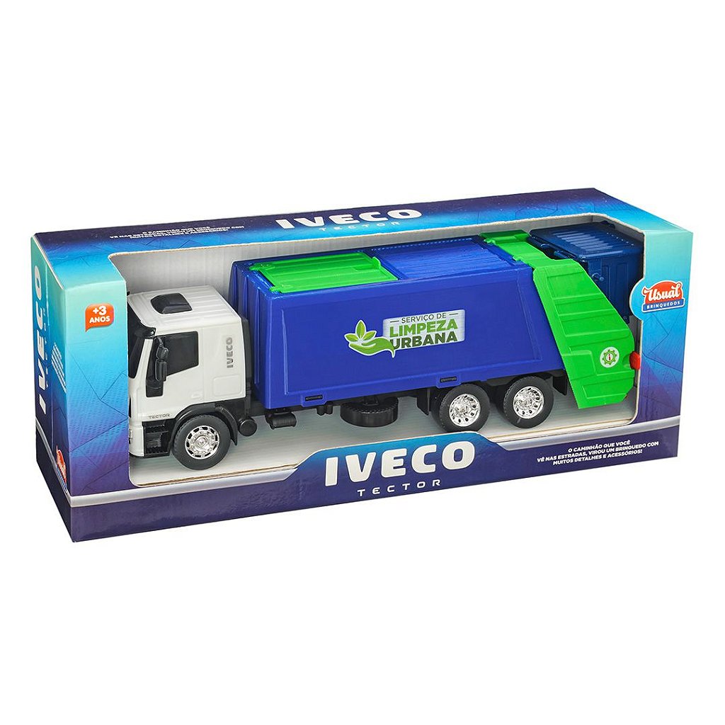 Caminhão Infantil Iveco Tector Coletor Miniatura - Usual Brinquedos 342