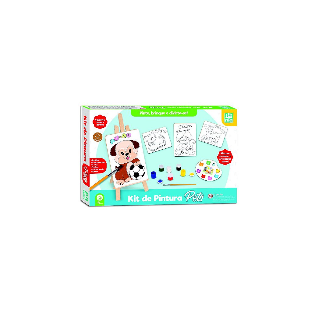 Brinquedo Educativo Pintura Pets Cavalete Tintas Telas Jogo Infantil  Coordenação Motora Criatividade - Nig 0441 em Promoção na Americanas