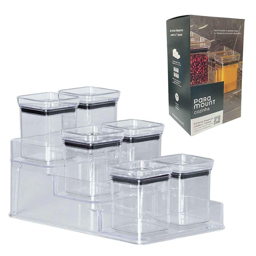 Kit Conjunto 7 Porta Temperos Lumini Organizador Multiuso 2073
