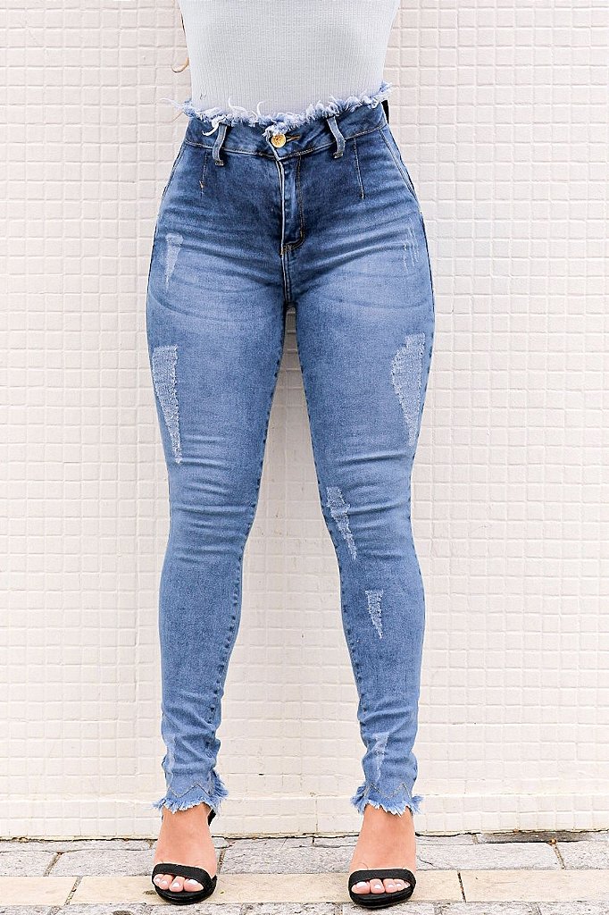 Calça Jeans Cós Desfiado - Beidê Jeans