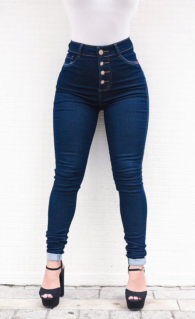 calça jeans feminina com botões
