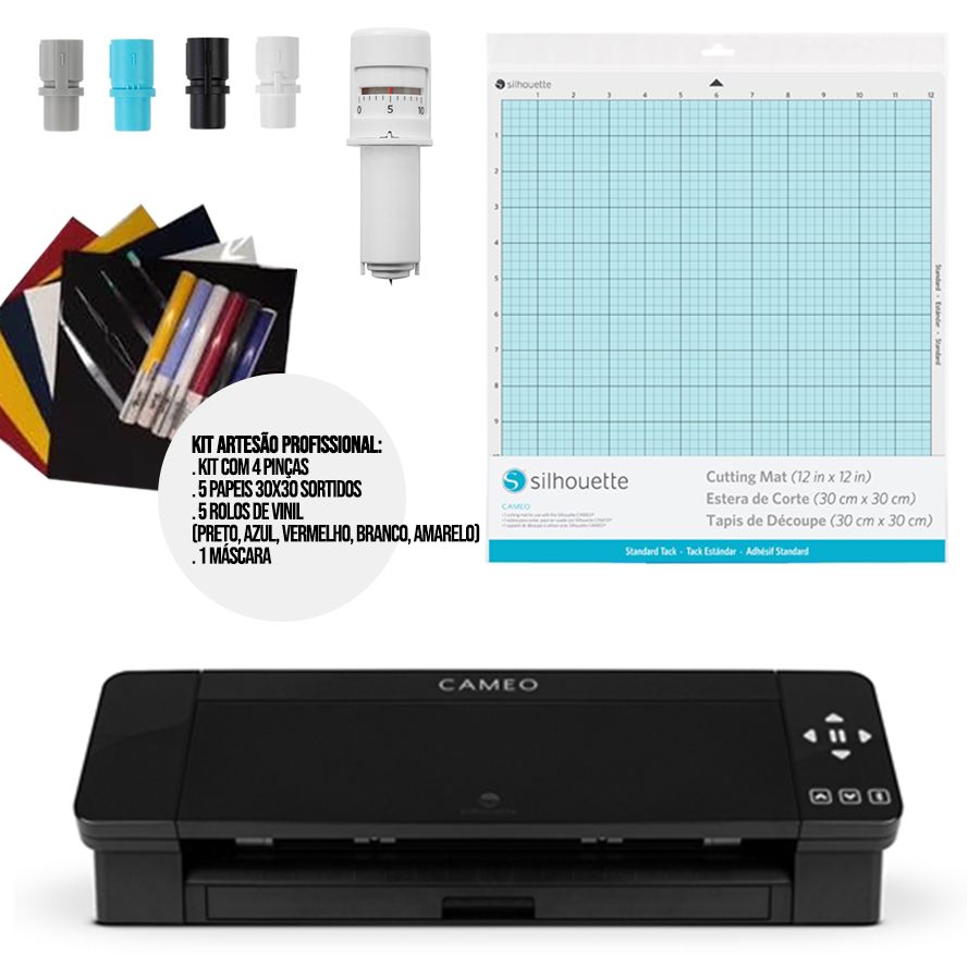 Silhouette Cameo 4 Preto + Kit Artesão Profissional - Rizzo