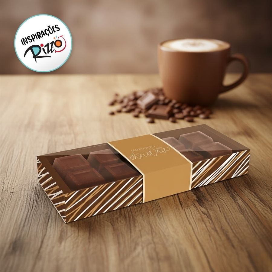 Caixa Tablete 1kg Tons de Chocolate 27,4x11x3,8cm - Cromus - Rizzo