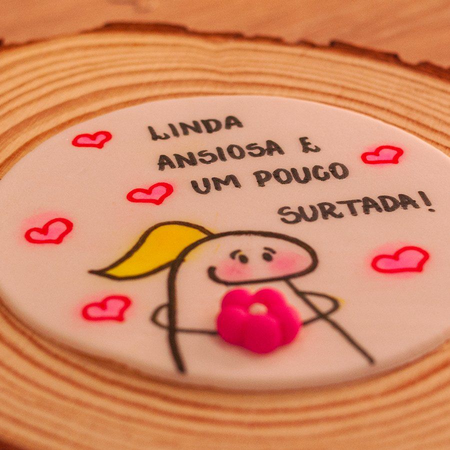 Confeitos De Açúcar - Linda Ansiosa Surtada - 9,5 Ø - Cod. FLK017 - 1  unidade - Rizzo - Rizzo Embalagens