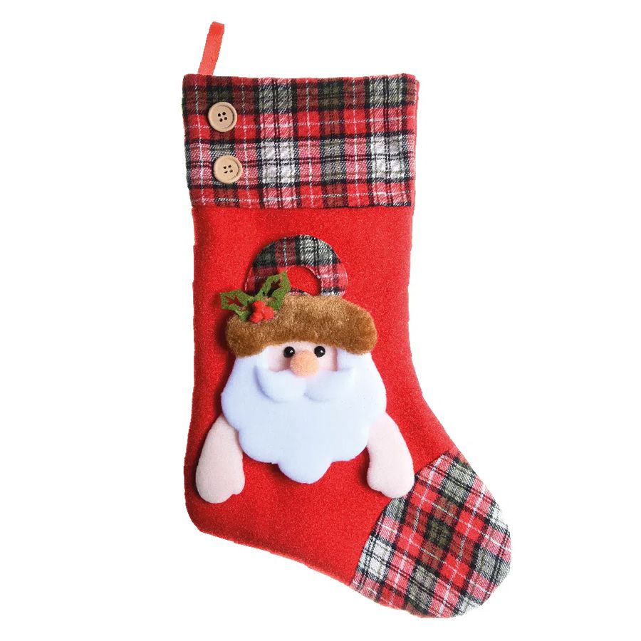 Bota de Natal Vermelha Papai Noel Xadrez unidade Cromus