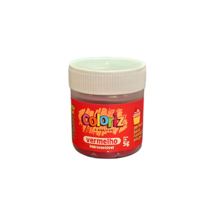 Corante em Pó Hidrossolúvel Vermelho - 5g - 1 unidade - Coloriz
