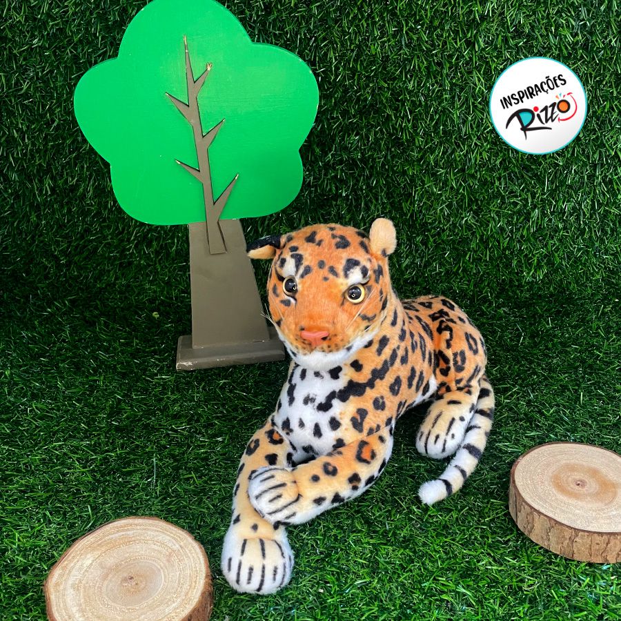Leopardo de Pelúcia Deitado - 25x47cm - 1 unidade - Rizzo - Rizzo
