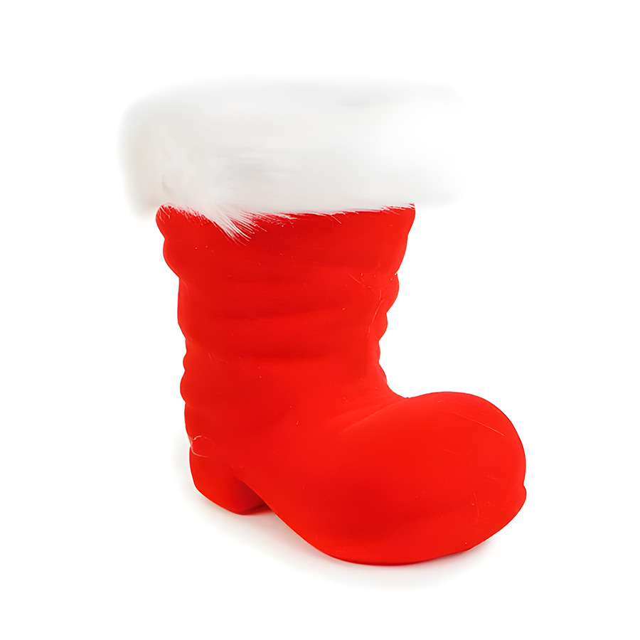 Enfeite Decorativo Bota de Natal Vermelho e Branco 16cm