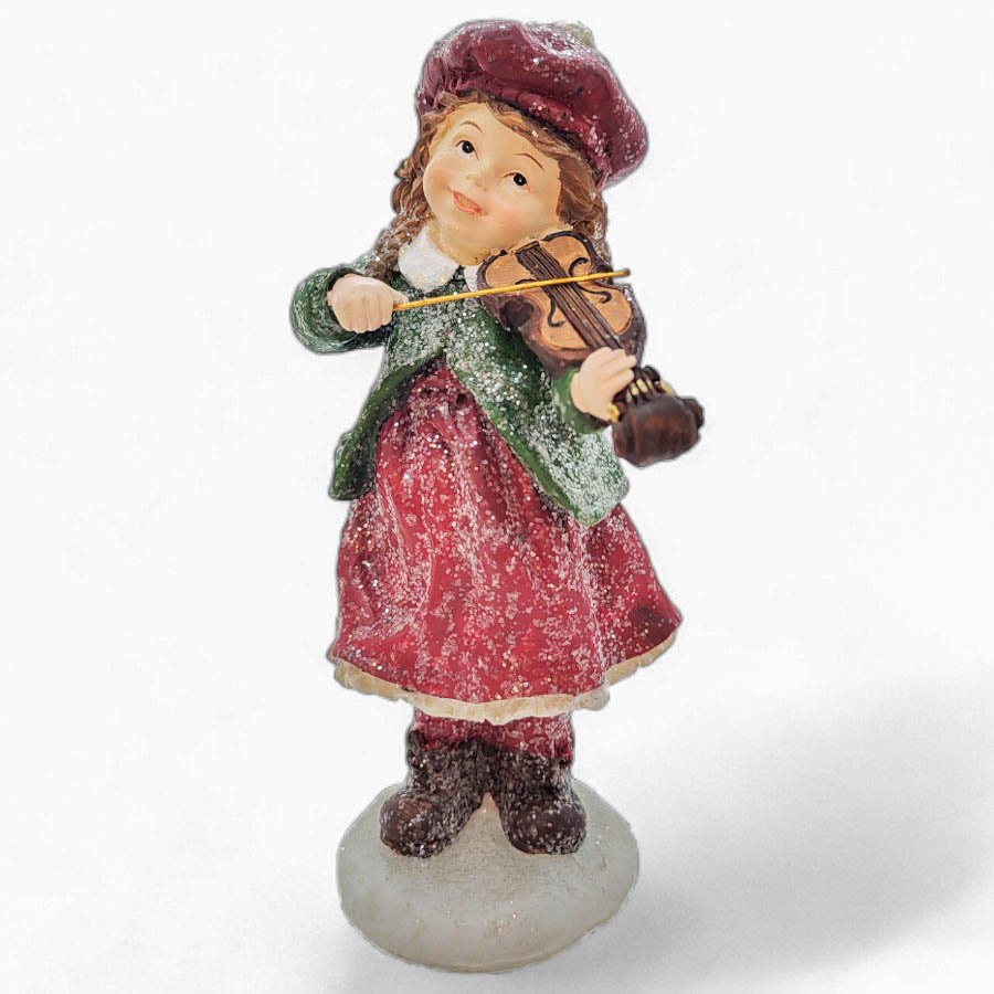 Enfeite de Natal de Resina - Menina e Violino - 18cm - 1 unidade