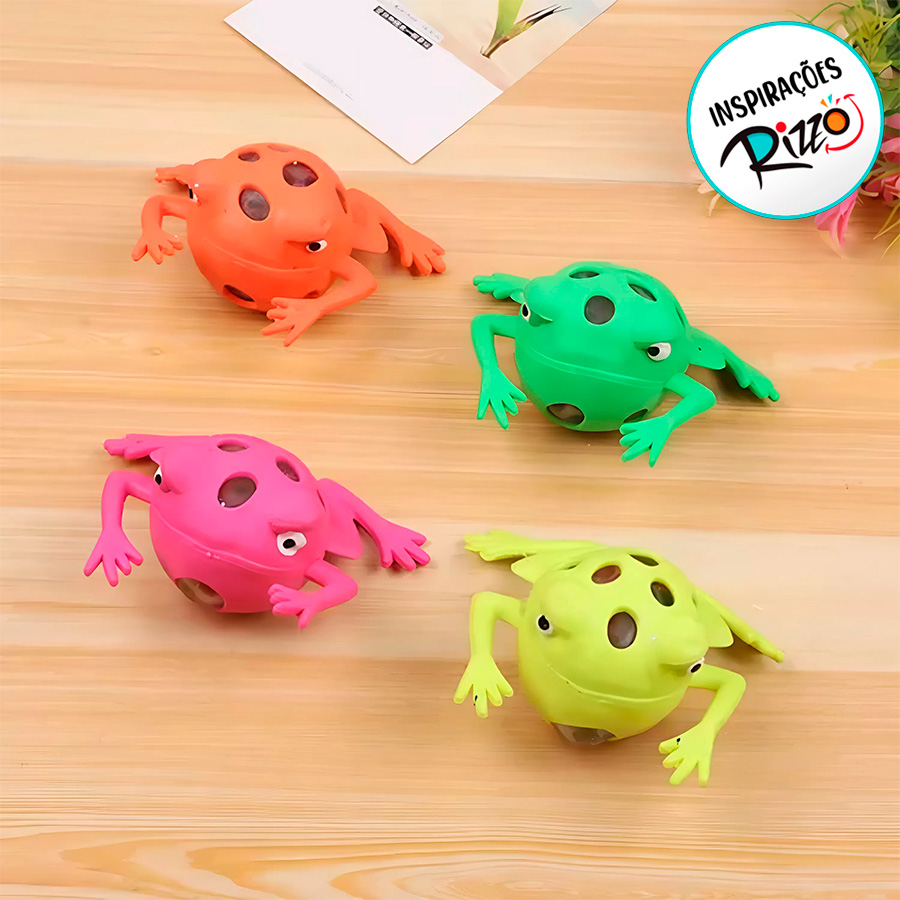 Brinquedo Cute Frog - Amarelo - 1 unidade - Rizzo - Rizzo Embalagens