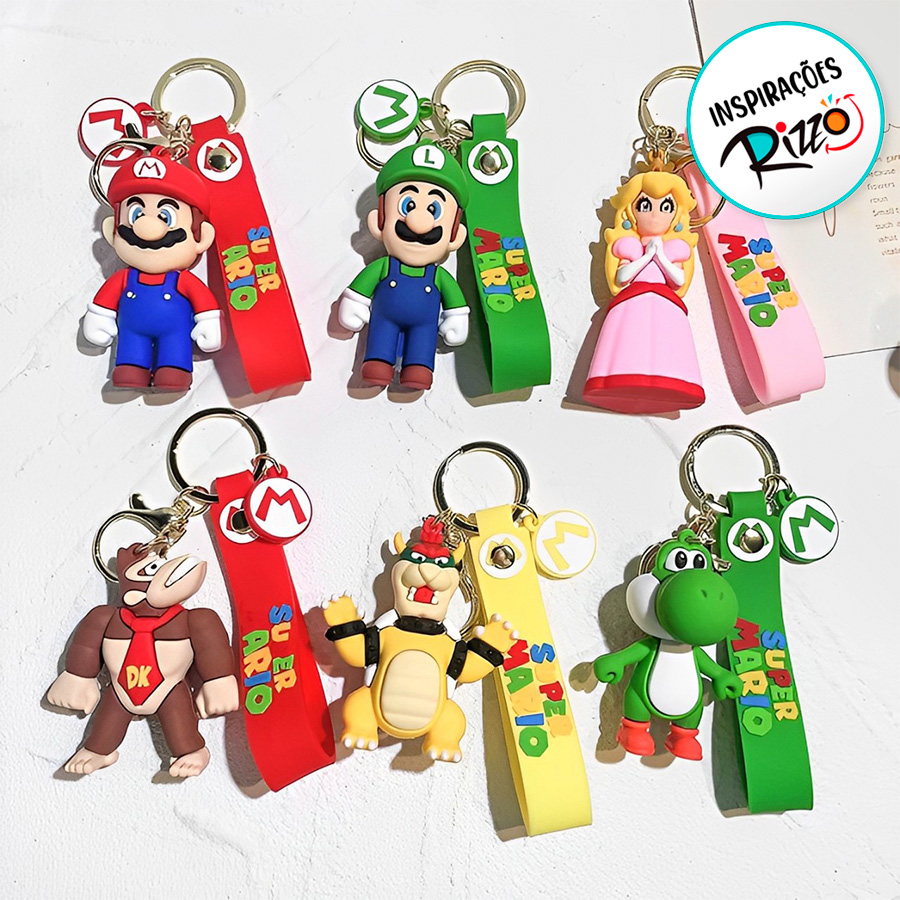 Chaveiro com Alça Rosa - Princesa Peach - 7cm - 1 unidade - Rizzo