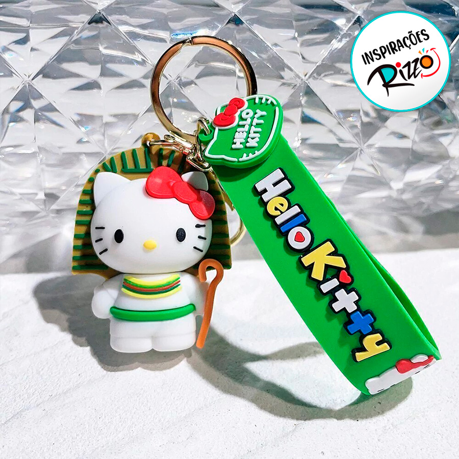 Chaveiro com Alça Verde - Hello Kity - 6cm - 1 unidade - Rizzo
