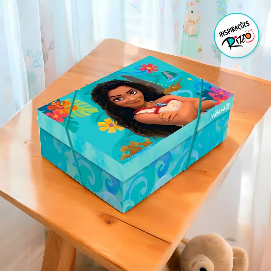 Caixa Retângular Com Tampa - Moana 2 - 35x25x11cm - 1 unidade