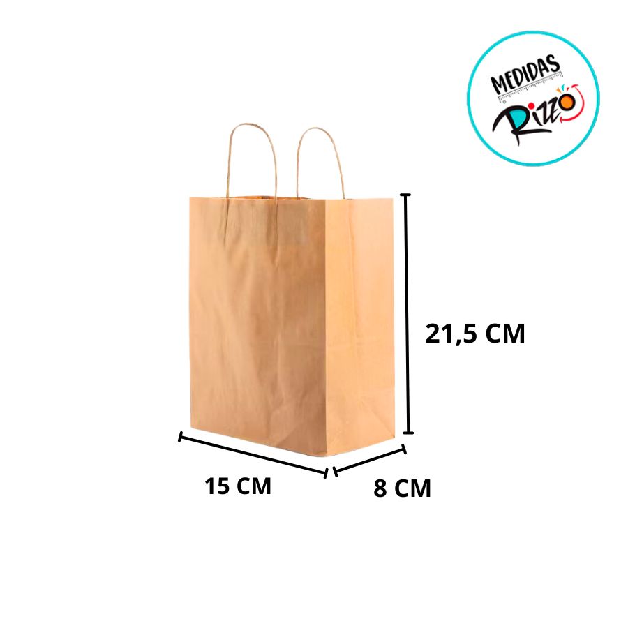 Sacola de Papel P 21,5x15x8cm - Pardo - 50 unidades - Cromus