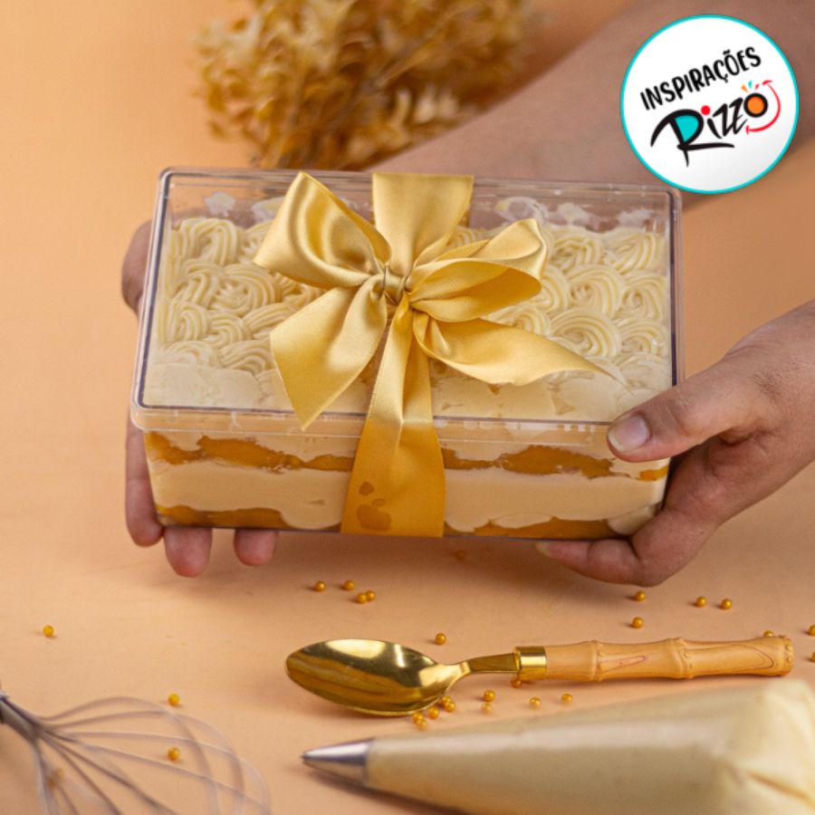 Caixa Acrílica para Cake Box Retangular - Cristal - 500ml - 1