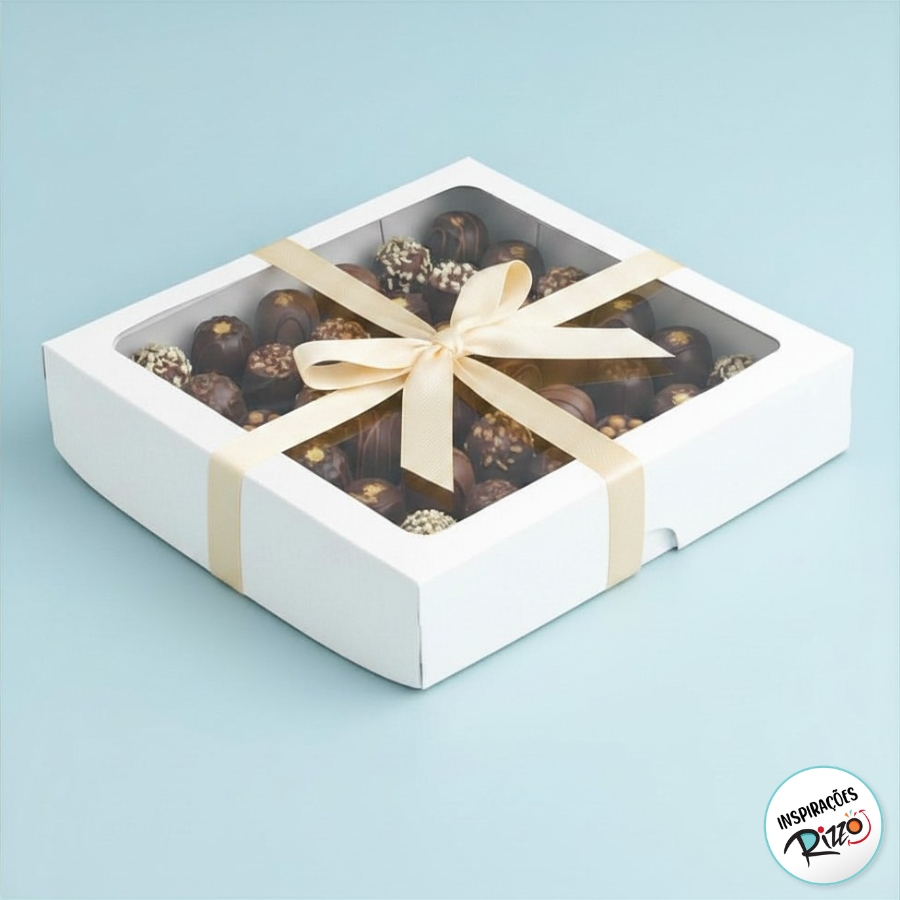 Caixa 25 Doces com Visor S8 (19cm x 19cm x 4cm) Kraft 10 unidades