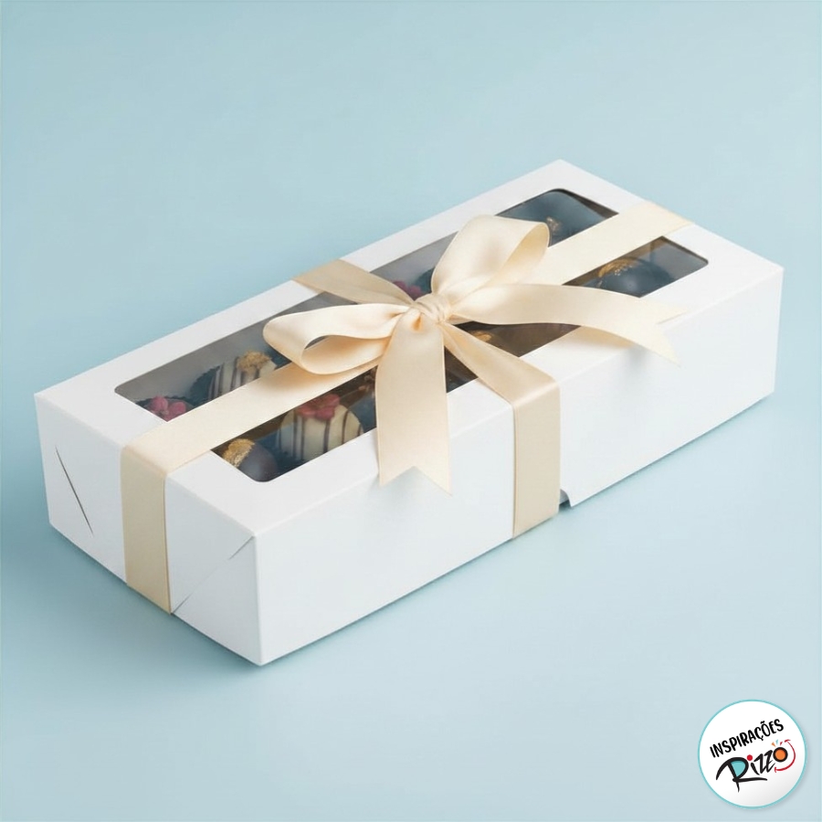 Caixa 12 Doces com Visor S12 (9cm x 19cm x 4cm) Branca 10 unidades