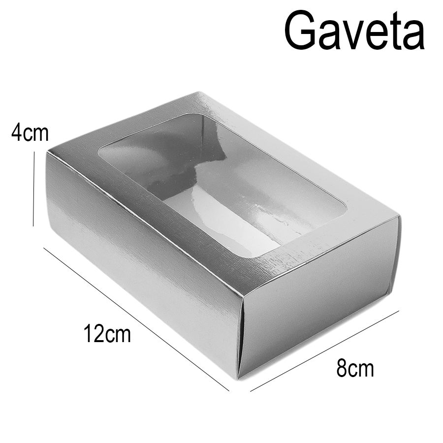 Caixa Gaveta com Visor Nº2 (8cm x 12cm x 4cm) Kraft 10 unidades