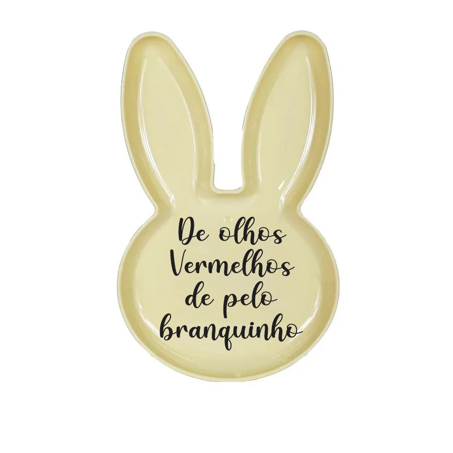 Bandeja Coelho com Frase de Páscoa - Amarelo - 25x15cm - 1 unidade - Rizzo  - Rizzo Embalagens