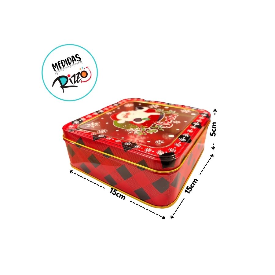 Lata De Metal De Natal Com Visor - Santa - 15x15x5cm - 1 unidade
