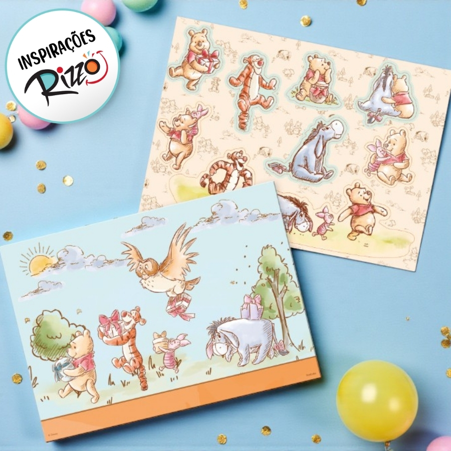 Kit Decorativo - Ursinho Pooh - 64x40cm - 8 unidades - Festcolor