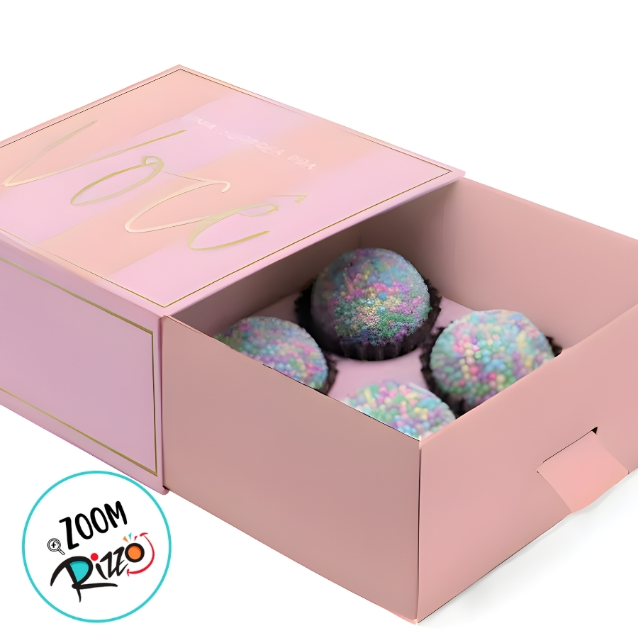 Caixa Luva para 4 Docinhos com Puxador - Candy Rosa - 8,5x4,5x8