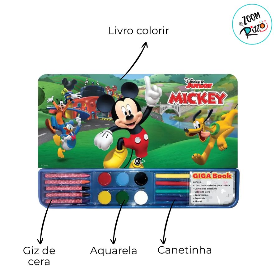 Kit Para Colorir Giga Book - Mickey Mouse - 6 Itens - 1 unidade