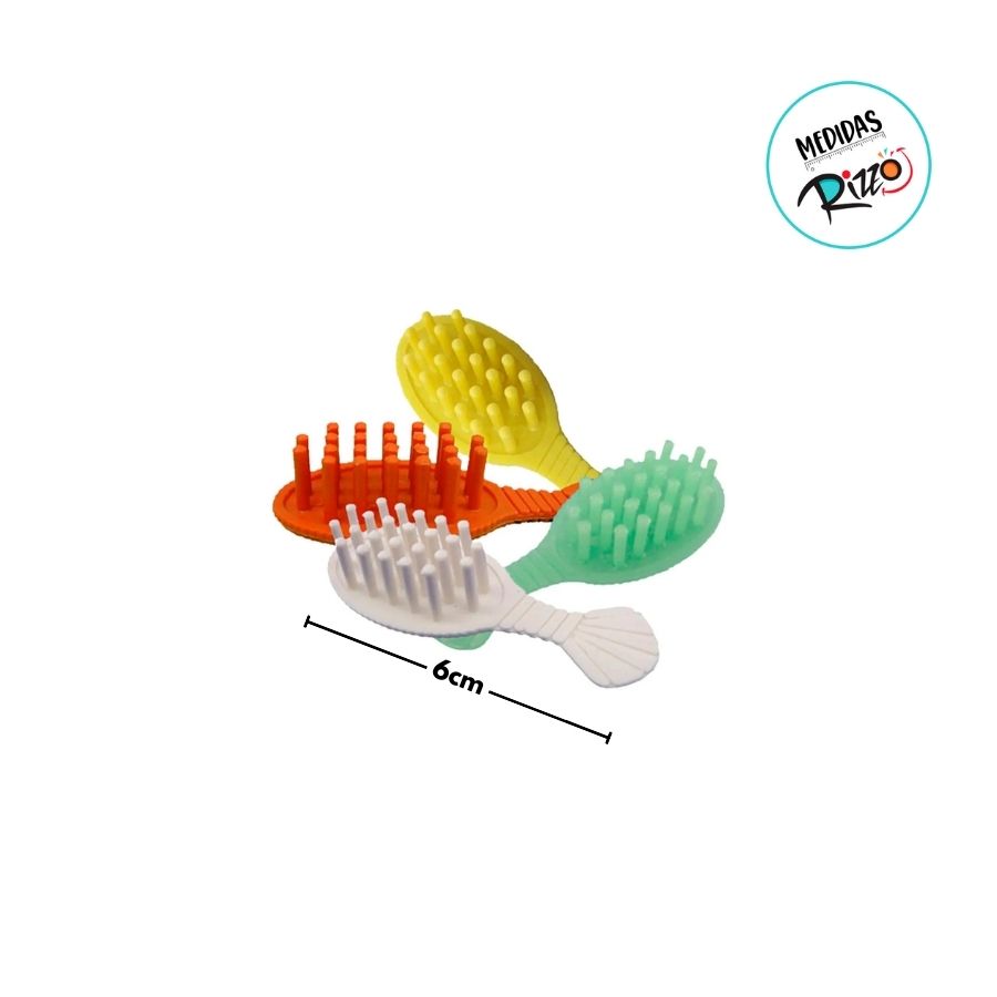 Brinquedo Mini Escova Redonda - Cores Sortidas - 6cm - 20 unidades