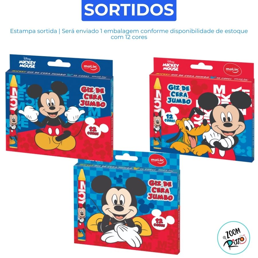 Giz de Cera Mickey Mouse - Jumbo - 12 Cores - Disney Original - 1