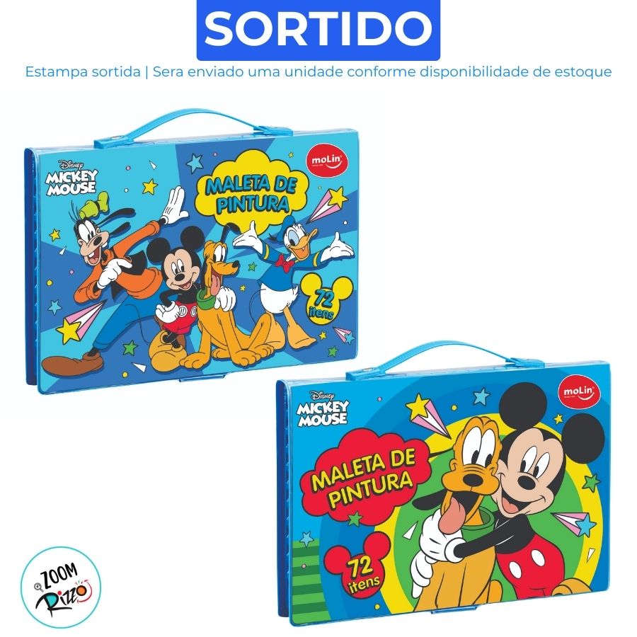 Maleta de Pintura - Mickey Mouse - 72 Itens - 1 unidade - Rizzo