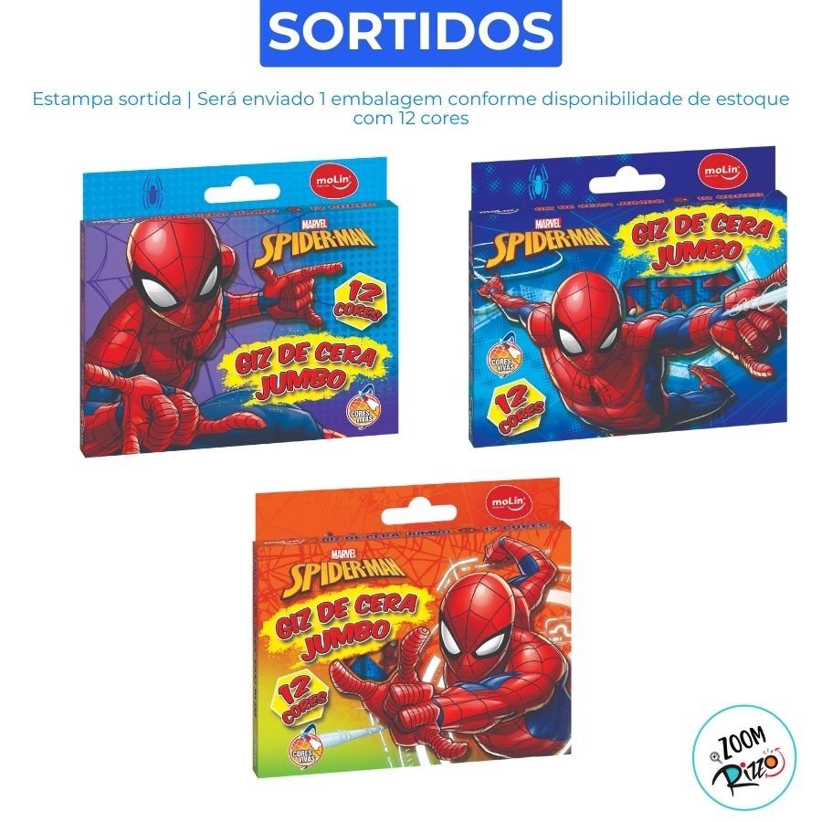 Giz de Cera Homem Aranha - Jumbo - 12 Cores - Disney Original - 1