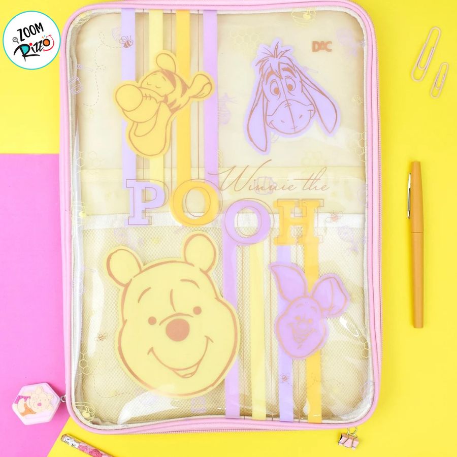 Pasta Universitária com Zíper - Ursinho Pooh Rosa - 35x26cm