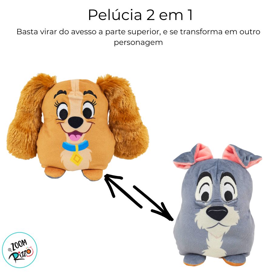 Pelúcia Dupla Face - Dama e Vagabundo - 14cm - Disney Original - 1