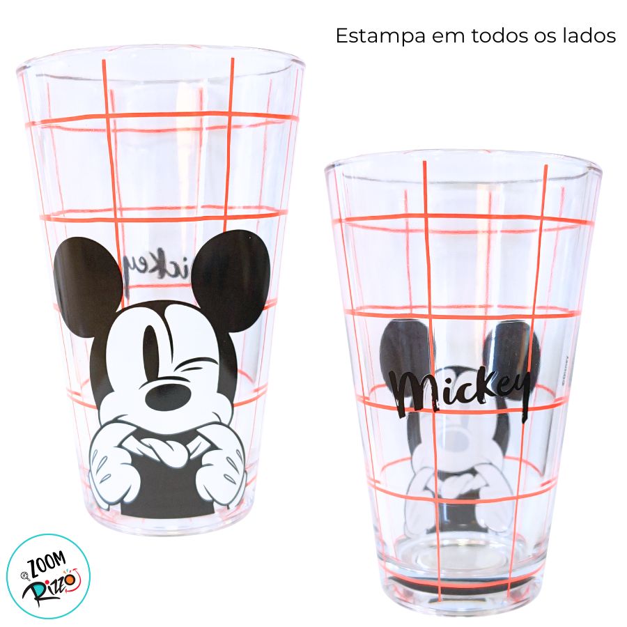 Copo de Vidro - Mickey Mouse - Vermelho - 300ml - Disney Original