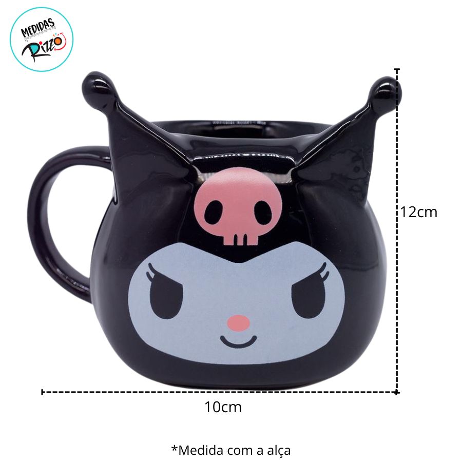Caneca de Cerâmica Decorativa - Kuromi - 10x12cm - Hello Kitty - 1